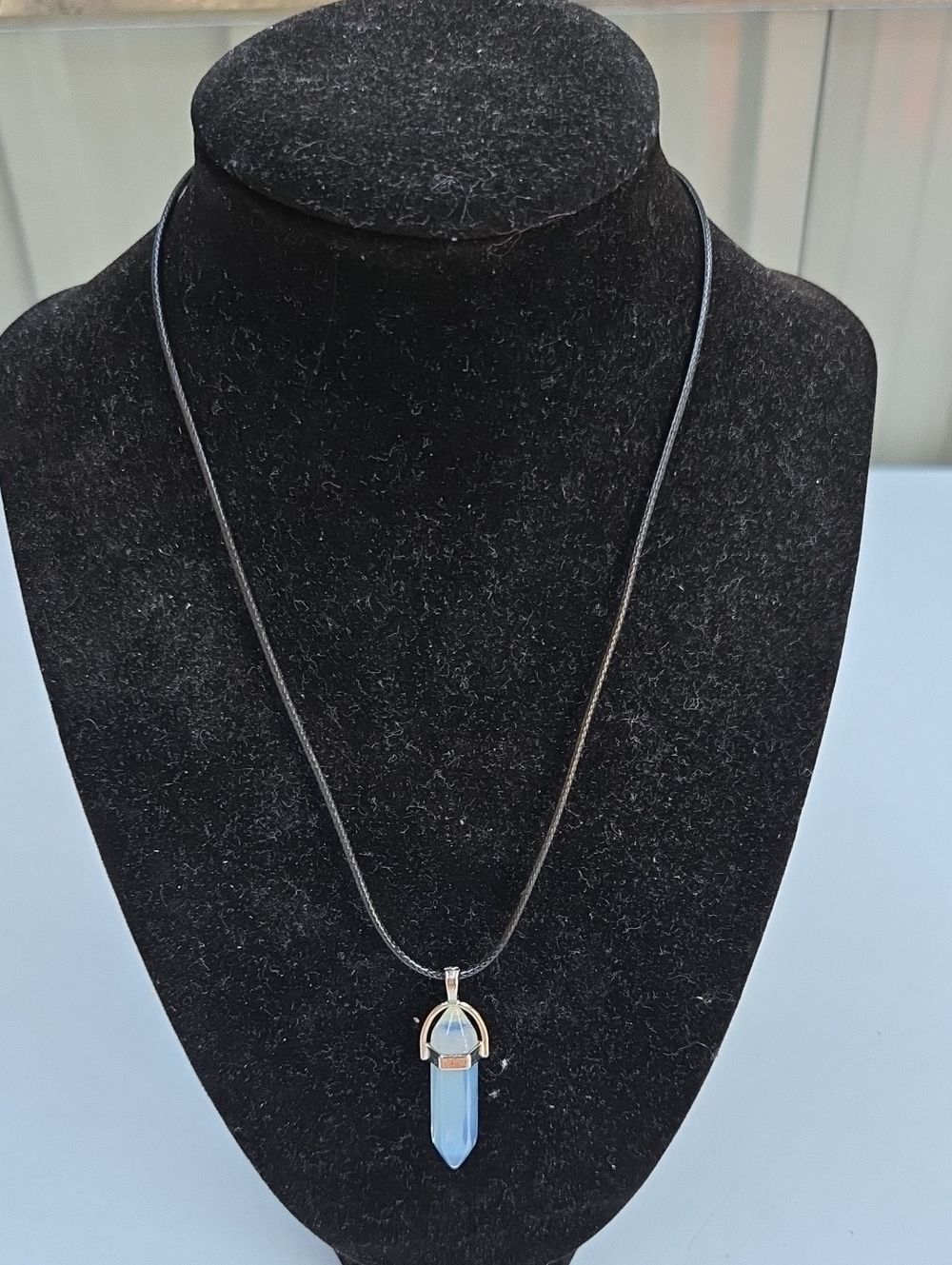 Blue Crystal Point Pendant Necklace